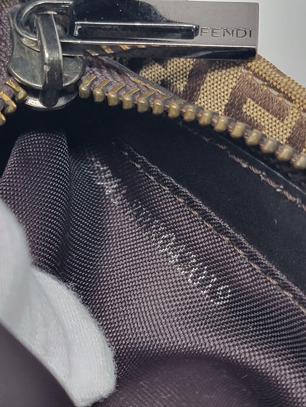 FENDI Zucchino Baguette Canvas Shoulder Bag - Picture 4 of 12